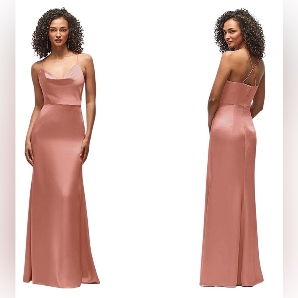 Dessy Collection Cowl Neck Criss-Cross Back Slip Dress Size 22 W